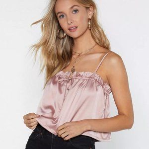 NWT Nasty Gal Pink Satin Tie Cami Top